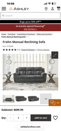 Ashely Recliner Couch-- like New