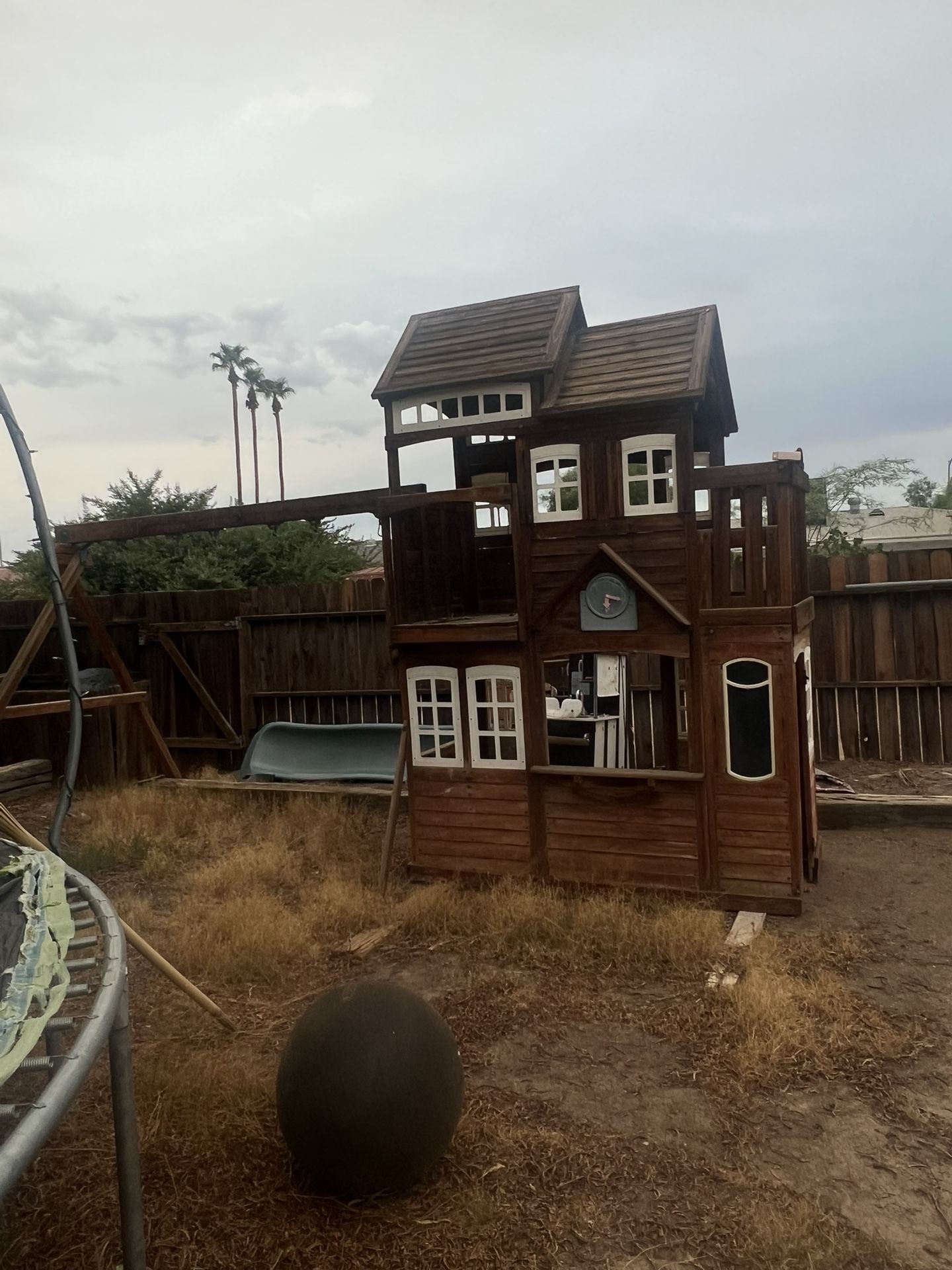 Swing Set With Slide & Play House