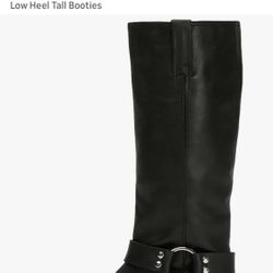 Fifsy New Black Motorcycle Knee-High Boots(7.5)