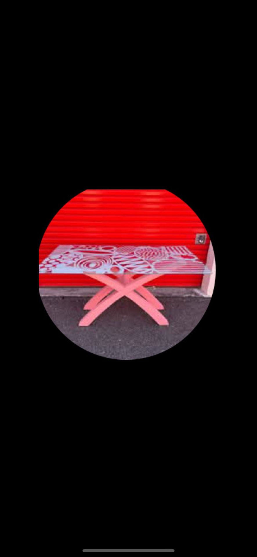 PINK/WHITE GLASS TABLE/DESK