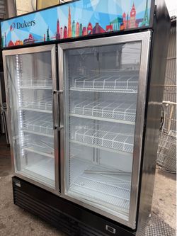 Very lightly used Dukers 2-door beverage merchandiser refrigerator DSM-48R
