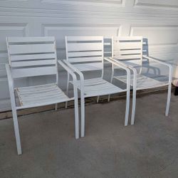White Aluminum Patio Chairs (set of 3) Metal Backyard Chairs