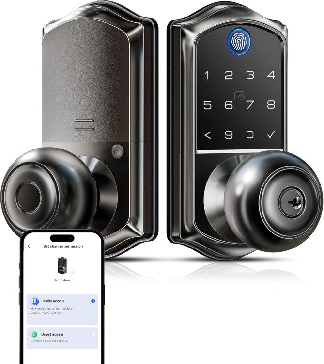 Veise VE018 Keypad Smart Door Lock with Knob, App Control Keyless Entry Digital Lock with Handle