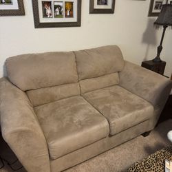 Tan Suede Loveseat