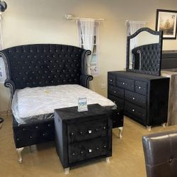 New 💥$10 Down Payment Finance ♠️Alzire 4 Piece Queen Bedroom Set ♠️Queen Bed/Dresser/Mirror/Nightstand 