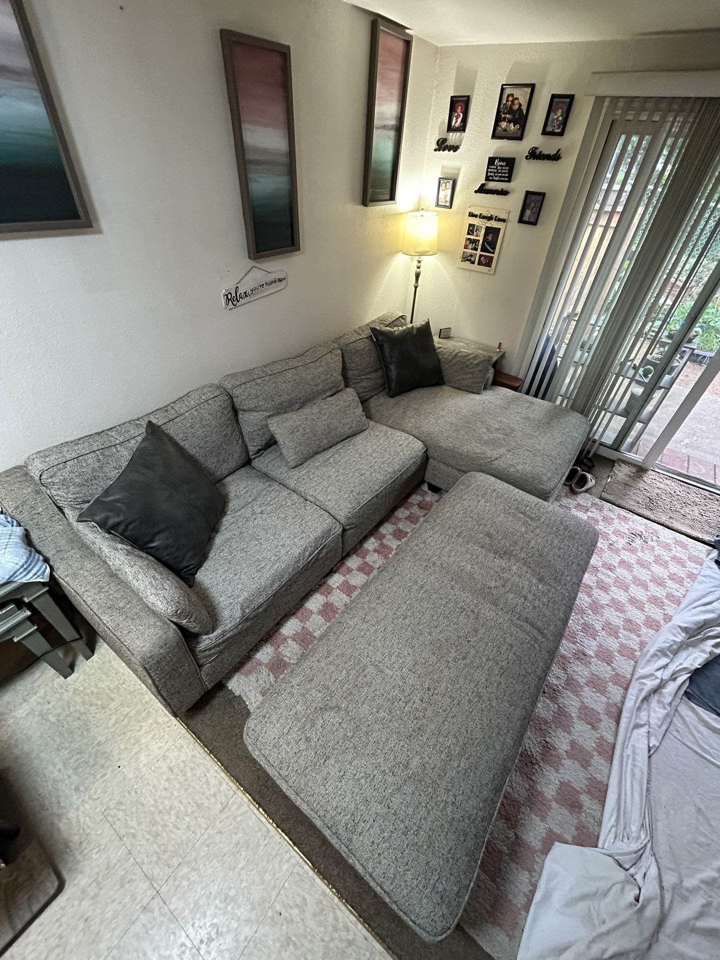 Grey Sectional Sofa With Ottoman And Storage