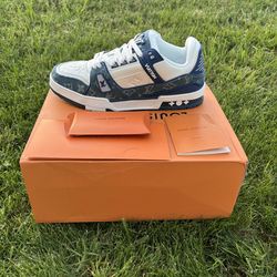 Blue & white monogram trainers see description