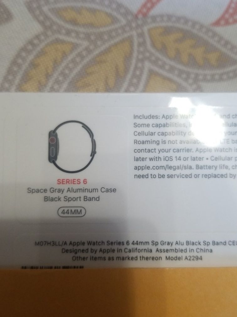 Apple Series 6 Space Gray Aluminum Case Black Sports Band 44MM