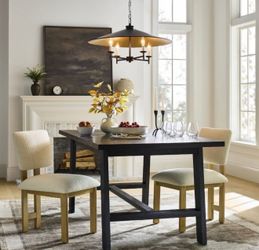 4-Arm Candlestick Chandelier with Large Metal Shade Black - Threshold designed with Studio McGee