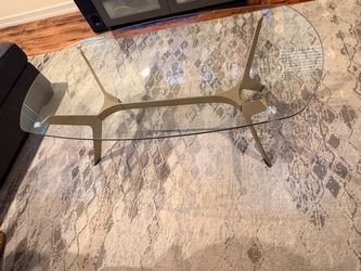Set of 3 Glass Top Tables with Metal Base