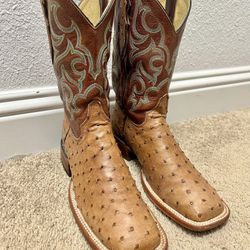 JUSTIN MEN'S FULL QUILL OSTRICH WESTERN BOOTS SIZE 8