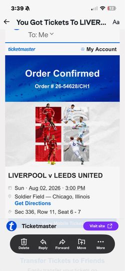 Liverpool vs Leeds soccer 2 tickets