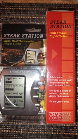 Charcoal Companion Steak Station Digital Meat Thermometer 4 Probes CC4073 NIB