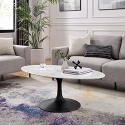 Modway Lippa Mid-Century Modern 48" Oval Coffee Table in Black White - Original price was $700