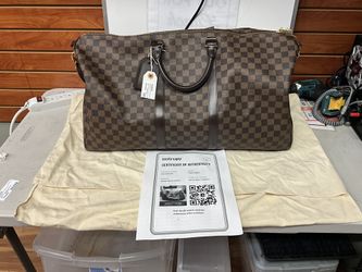 Louis Vuitton Damier Ebene Canvas Keepall Bandouliere 55 Duffle Bag 