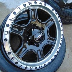4 New Gloss Black and Milled 16X8 Ultra Rims 6X5.5 +1MM Offset

