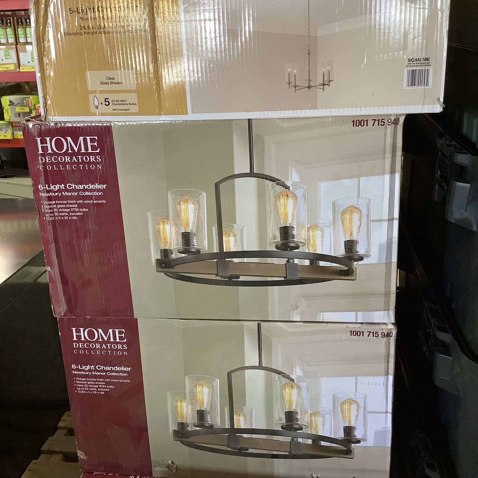 Home Decorators Collection Newbury Manor Collection 25 in. 6-Light Vintage Bronze Chandelier with Clear Seeded Glass Shades