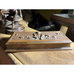 C.1910 Dartmoor Evil Elves Bronze Desk Box Signed 