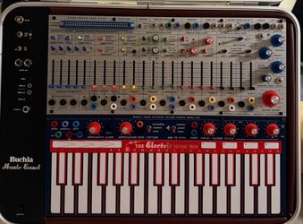 Buchla: Modern Music Easel Retro w/ both Aux and Programmer Cards, light and Qty 36+ Buchla Cables.