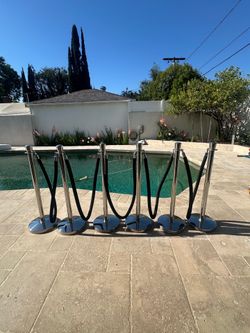 US Weight Premier Chrome Post and Black Velvet Rope Crowd Control Stanchion System