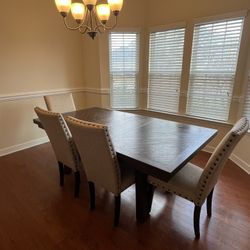 Luxury 4 Piece (Plus stool) Wood Dining Table Set W/ upholstered chairs & Bench