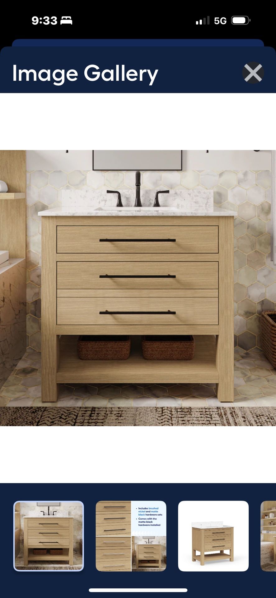 Allen & Roth 36-in Light Oaks Undermount Single Sink Bathroom 