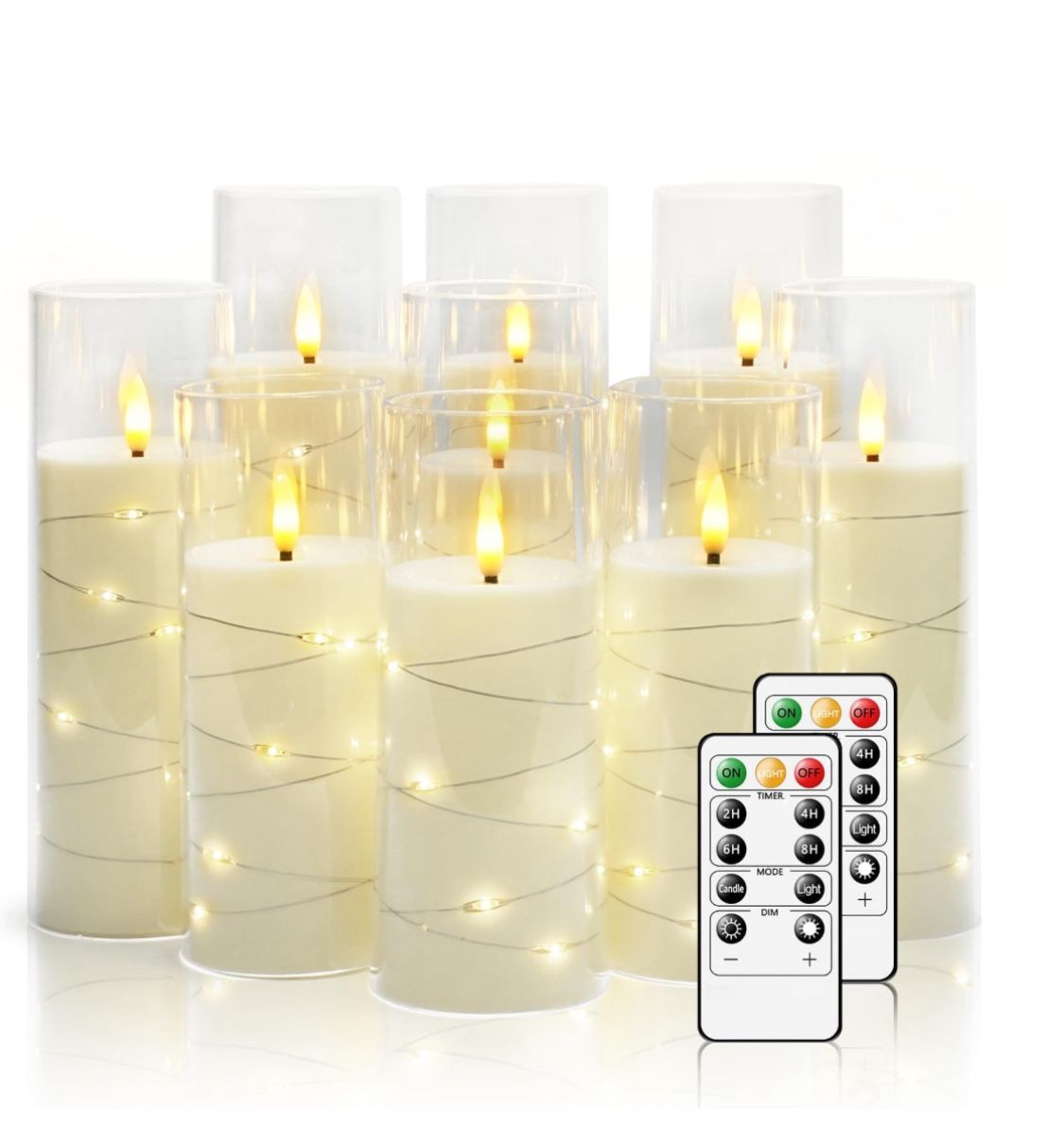 Flameless Candles x 9
