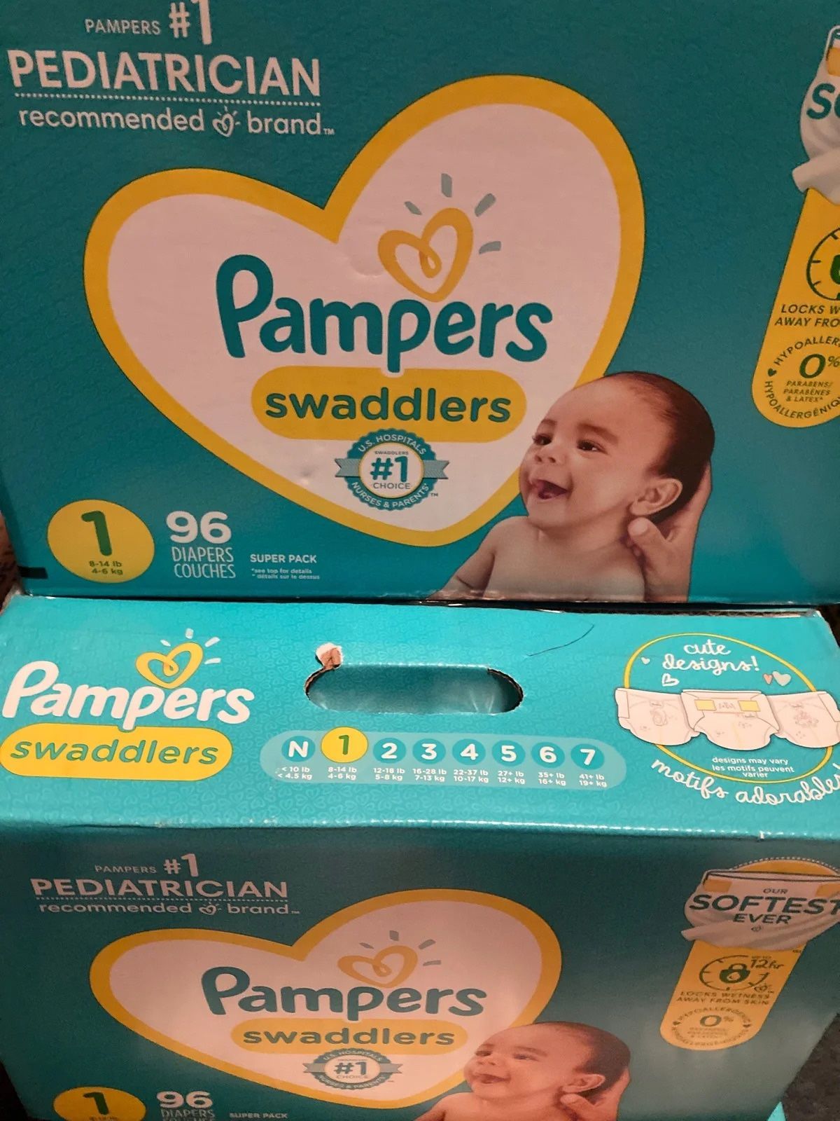 96 Count Pampers Swaddlers Diapers Size 1