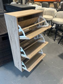 (Ok condition) Shoe Cabinet with 3 Flip Drawers for Entryway Brown