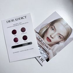 Dior Addict Shine Lipstick Sample Card w/ Brush - (4) Four Shades - NEW