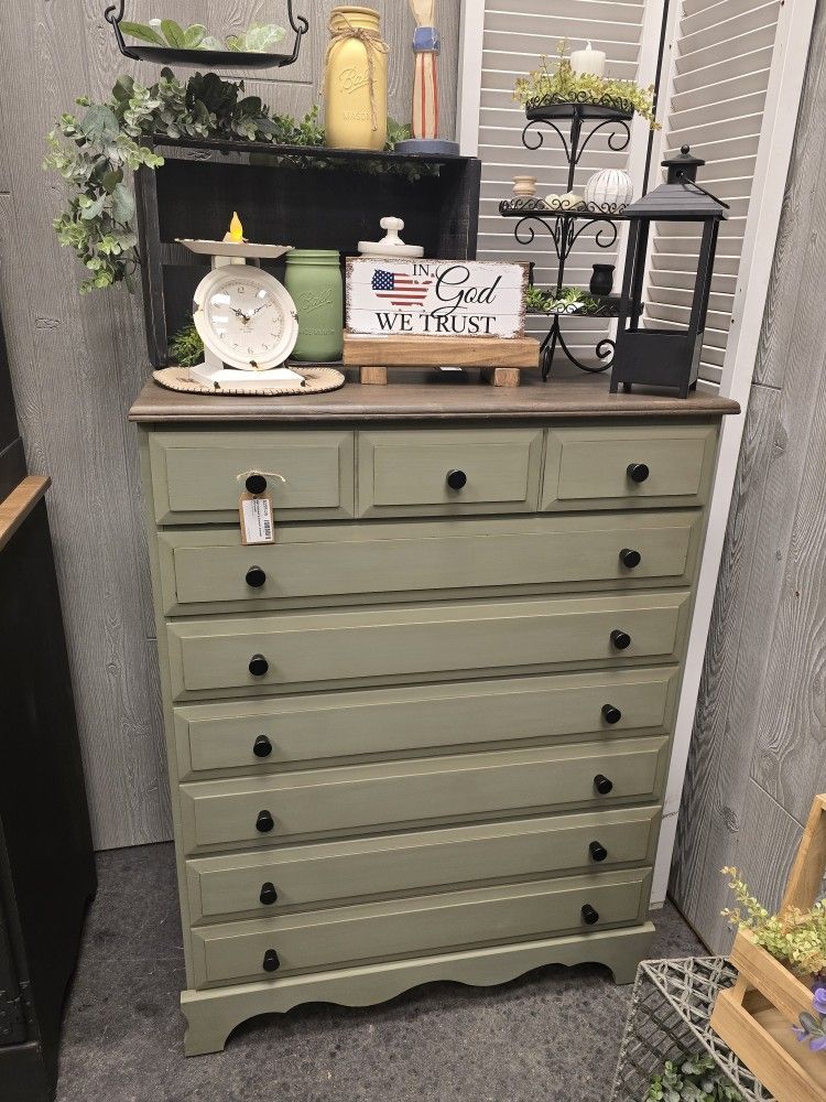 Refinished Dresser Green Antiqued