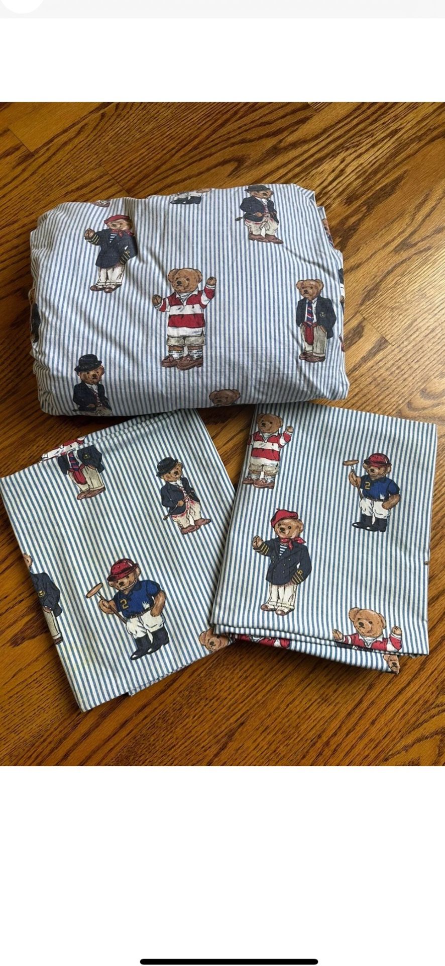 3 Sets Polo Ralph Lauren Bear Size Twin Sheet 3 Piece Set. Yankees Knicks Vintage Jerseys Mets Nike Adidas Nintendo Sneakers Toys Weights Jordan