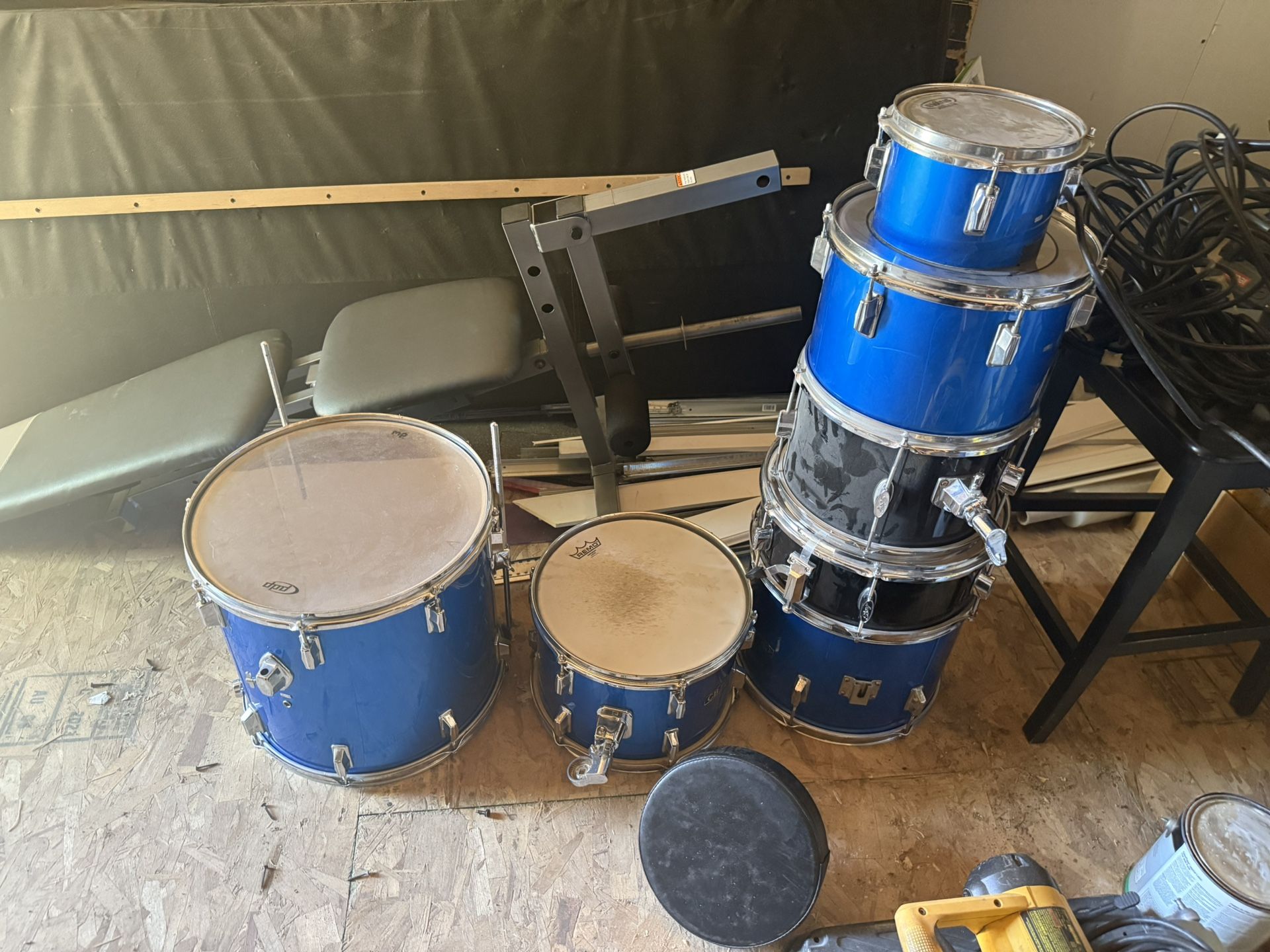 Drum Set, Keyboard, Piano, Mixer, And All Accessories