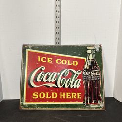 Coca cola vintage metal sign 16x12.5in #F8