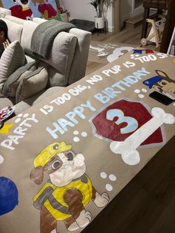 Hand-Painted PAW Patrol 3rd Birthday Banner