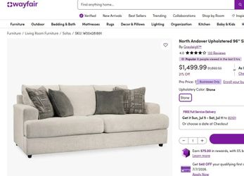 North Andover Upholstered 96'' Queen Size Sleeper Sofa