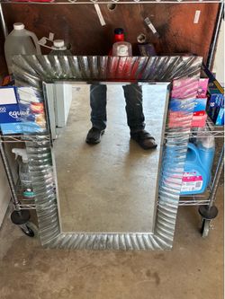 Beautiful One of a Kind glass framed And beveled mirror
