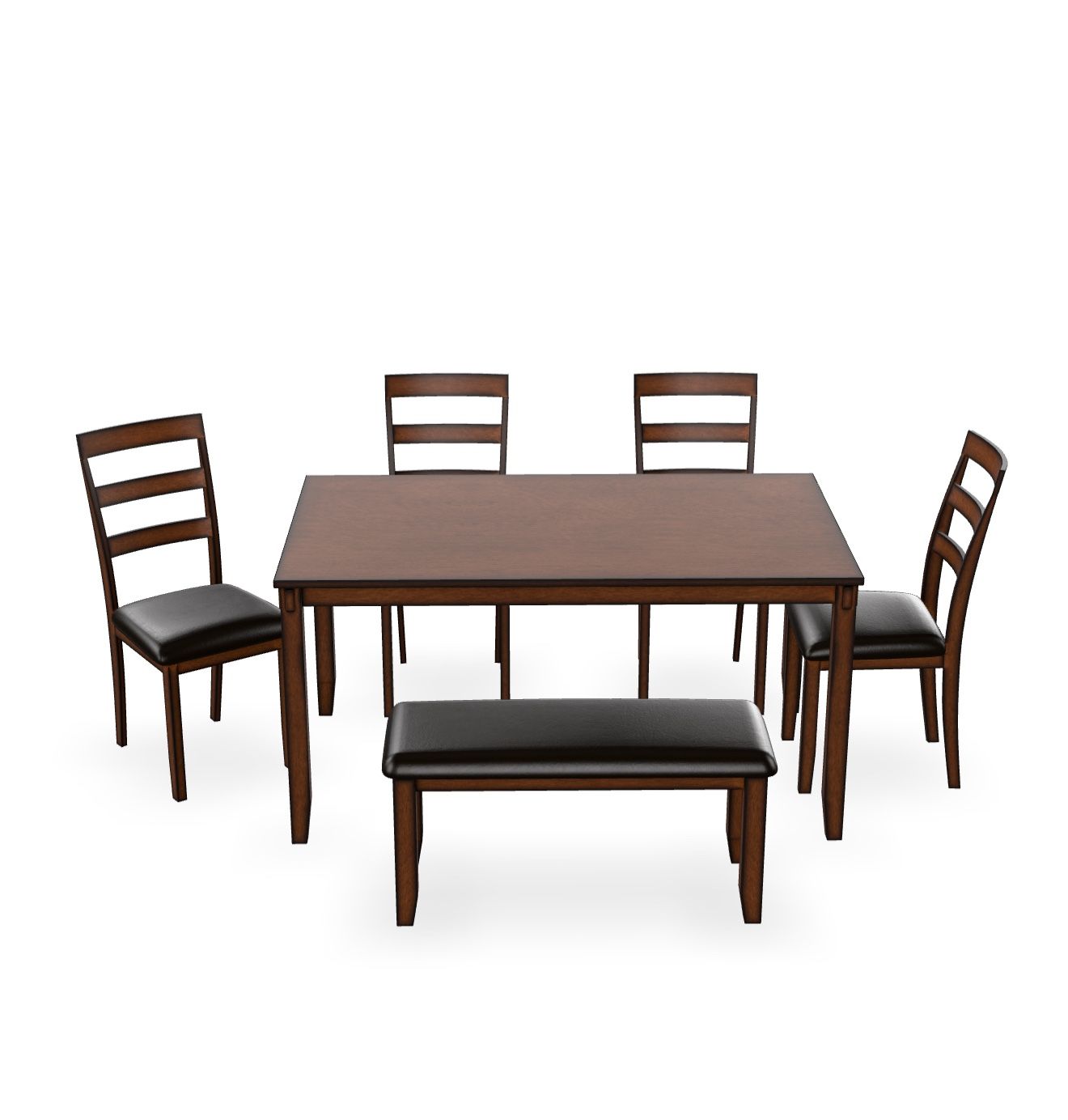 Brown Wooden Table With Chairs N Bench