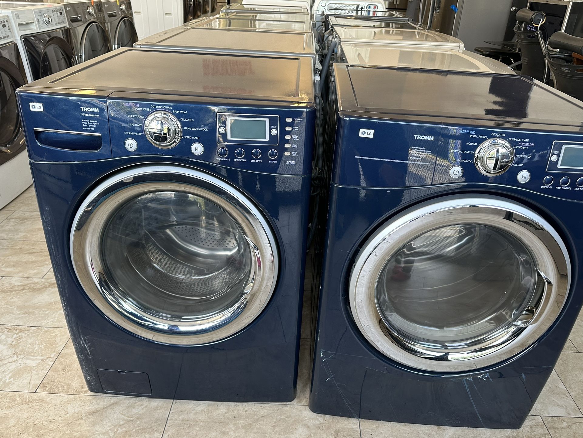 Royal Blue Washer & Electric Dryer Set Front Loading Pair