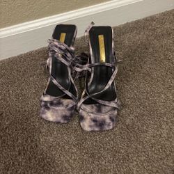 Tie-Dye Strappy Lace-Up Heeled Sandals
