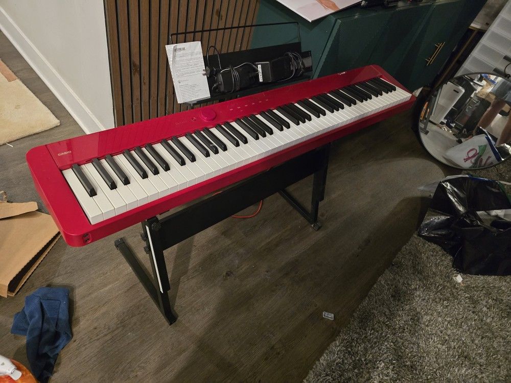 Casio Privia PX-S1100 Digital Piano (Red) + Stand & Pedals