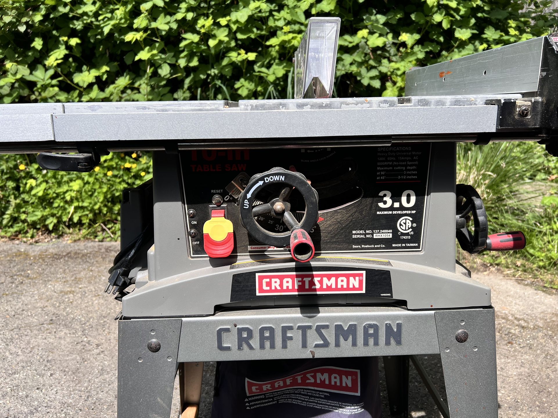 10” Craftsman Table Saw