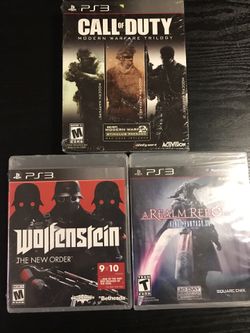 PS3/ New Condition/ Call of Duty Modern Warfare Trilogy/ Wolfenstein: The New Order / Final Fantasy