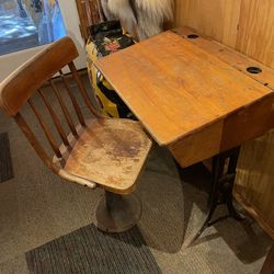 Antique 1920’s New England School Desk and Chair