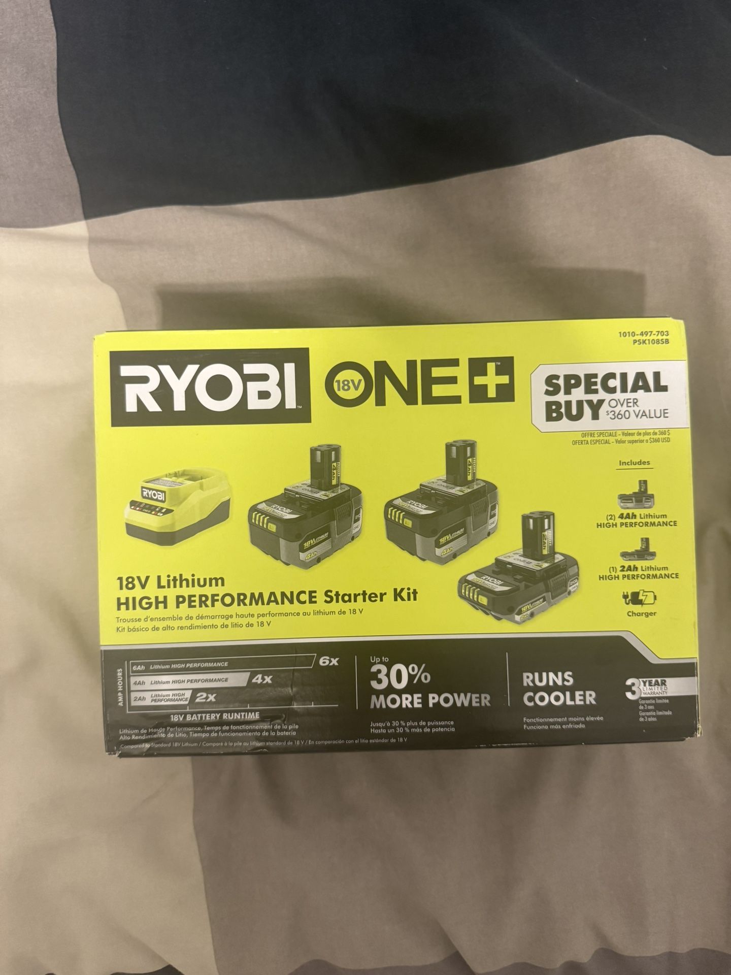 (Offers) RYOBI ONE+ 18V Lithium-Ion HIGH PERFORMANCE Starter Kit with 2.0 Ah Battery, (2) 4.0 Ah Batteries, and Charger