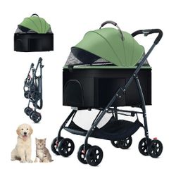 3-in-1 Pet Dog Stroller, Dog Wagon with Removable Carrier, Cat Stroller for Medium Dogs Up to 55lbs