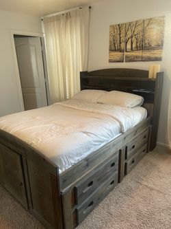 Solid Wood Storage Bed with Mattress Included
