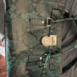 Mk Hamilton Medium Bag New With Tags Green Python