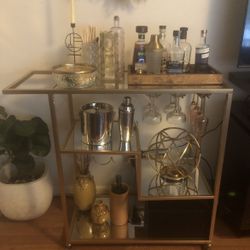 Mirrored Glass Top Metal Bar 