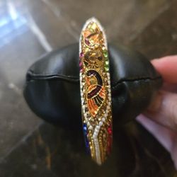 Beautiful  Multicolored Rhinestone Studded Peacock Bangle